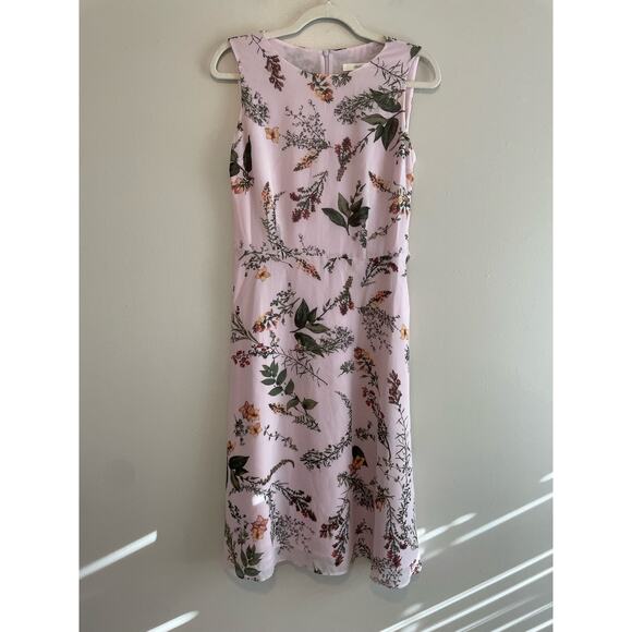Atelier Size 6 Pink Floral Botanical Dress Sleeveless A-Line Tie Back - Picture 1 of 6